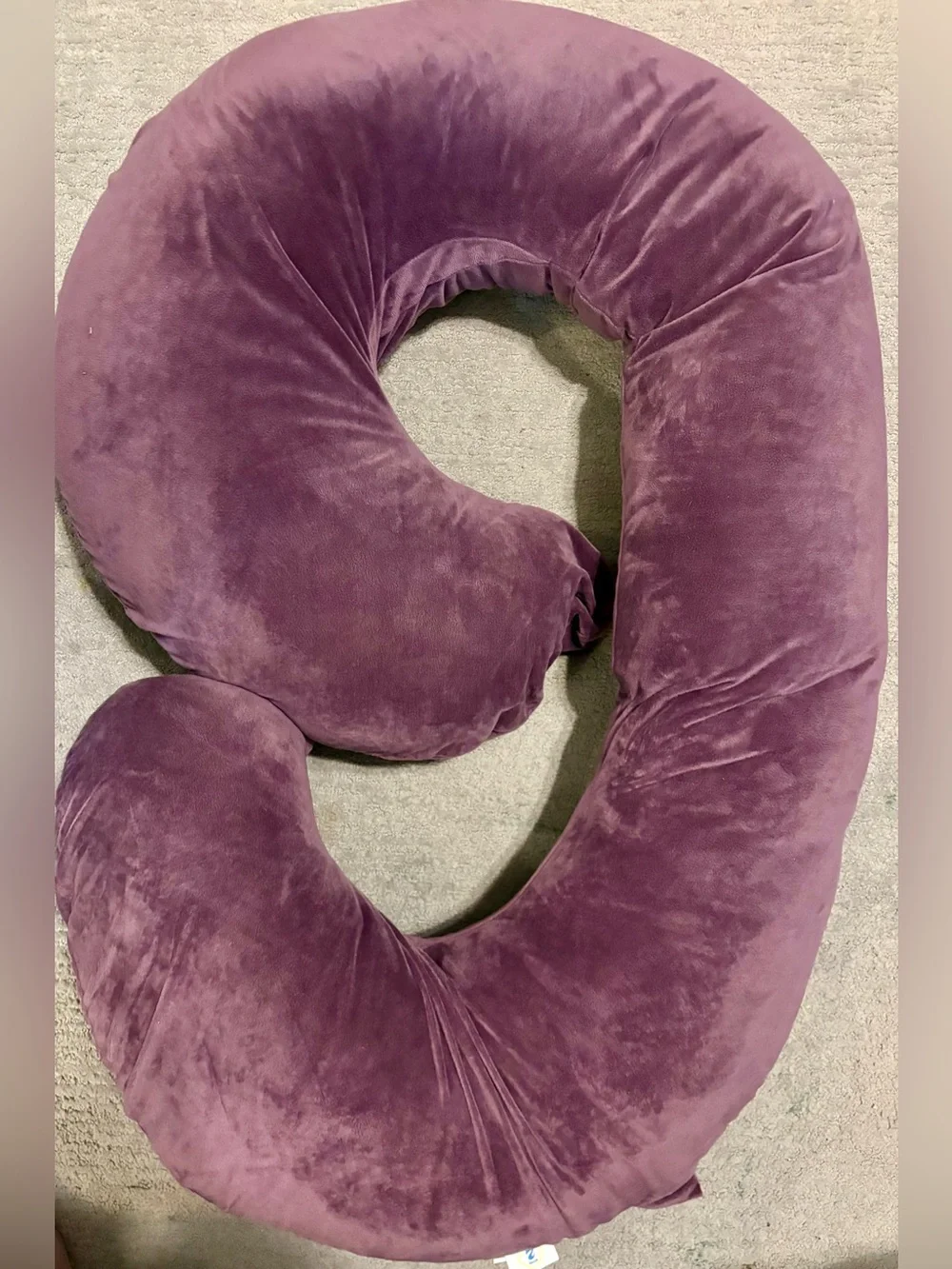 16- “C” shaped full body maternity pillow with purple velvet pillowcase